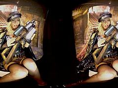 Claudia Mac as cosplay warrior girl in 3D VR dildo masturbation
