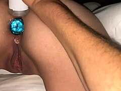 Butt-Plugged Hot Chick with Small Tits and Shaved Pussy