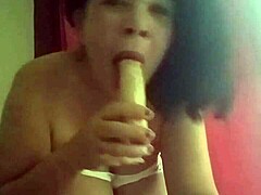 playing with my big tits and licking them solo