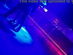 gogo dancer pulls married brunette to dance and lifts her dress