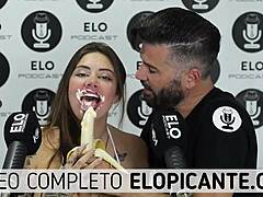 sara blonde sucks banana with cream on podcast