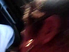 Brazilian shemale gives oral in car.