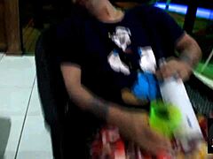 The brunette woman was prepared, but her husband couldn't, his friend assisted.