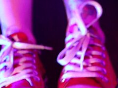 Babyjas slut in sneakers does footjob