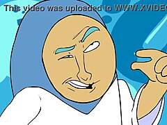 powertrip with clothes ripped in cartoon