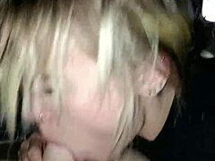 Amateur girl boldly sucks cock in truck back downtown