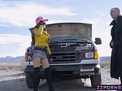 Busty blonde gets anal doggystyle in final fantasy cosplay.