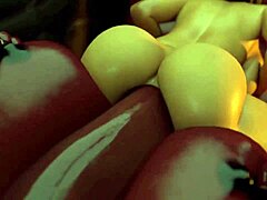 哇，这个扶她魅魔今晚在激烈的自慰中变得狂野