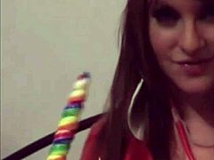 Put on these cuffs, you naughty brunette babe