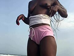 Crazy Lesbian Twerking On Beach