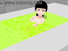 koko a strips completely in the bath