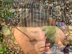 oh my god, was that busty milf almost caught fucking hard by the river?