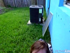 Hot Teen 18+ Kat Gets Caught Sneaking In Back Yard!