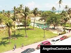 Sweet Cuban Angelina Castro banged on rooftop with vibrator.