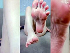 sexy gamer licks hairy armpits, sucks toes, plays with cum on feet, masturbates to climax