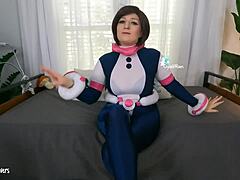 Oh man, this big titty teen in cosplay gives the hottest femdom handjob with cum countdown!