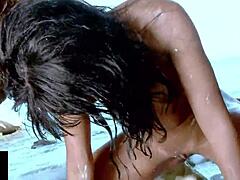 A very sweet mulatto girl is fucked playfully at the seaside