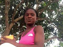 crazybitch enjoys unboxing packages in front of strangers in her sexy outfit