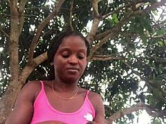 crazybitch enjoys unboxing packages in front of strangers in her sexy outfit