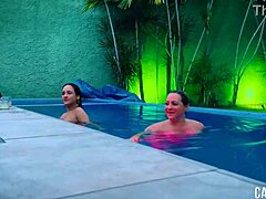 My friend let her boyfriend ride my ass in cowgirl by the pool! 🍑🔥