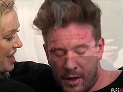 that hottie milf amber jayne is screwing a huge cock so hard