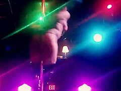 Stripper dances in knee highs, ripping clothes and panties for exclusive show.