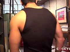 Pierced model takes anal from two cocks in threesome.