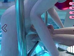 哦耶！泳池3D动画扶她性爱，女孩吸鸡巴和操！