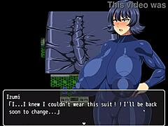 I moan watching her huge tits and massive butt in tight latex space suit in Todoroki hentai