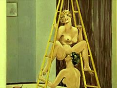 Vintage erotic drawings from anime and comics in retro style