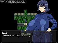 I moan watching her huge tits and massive butt in tight latex space suit in Todoroki hentai