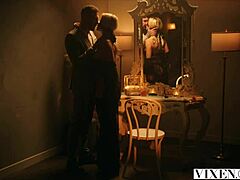 Gorgeous man-eater Cherry gets bound, deepthroated, rimjobbed, and creampied in missionary!