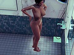 Big Tits Get Wet In Intriguing Shower Scene