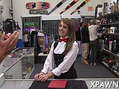 Hawt doxy sucks cock in shop 😍