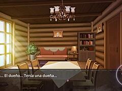 The witch is imprisoned in a sexual game with naked cartoons