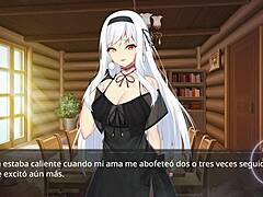 The witch is imprisoned in a sexual game with naked cartoons