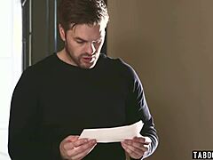 Busty housewife Jessa Rhodes waits for her husband in sexy lingerie, ready for a taboo blowjob.