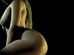 Beautiful plum girl rides dildo in the dark.