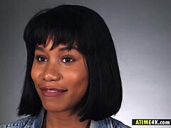 Black goddess Jenna Foxx indulges in solo pleasure with her big natural tits.