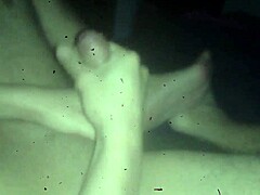 This gay cumshot on feet is amazing, you have to see it