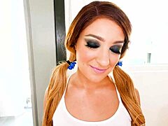 kiarra kay cute coed first scene ever huge cock no hands pov blowjob and cum swallow