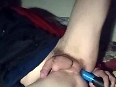 Intense pleasure builds during solo gay anal orgasm