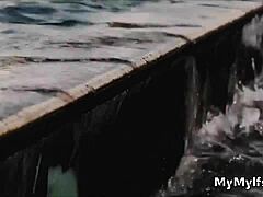 pool guy fucks slutty milfs in threeway choking 😜