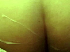 Feeling the intense pleasure as black top cums on white bottom's ass.