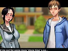 in taffy tales part 4, the teacher and student explore big tits and ass in this cartoon hentai game