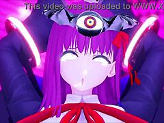 饥渴卡通美女骑腐败假阳具到高潮舞蹈和喷水内射。