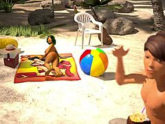 Oily Bubble Butt Babe Gets Pussy Pounded at Beach