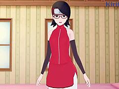 Sarada Uchiha和Naruto Uzumaki在3D本子中激烈内射性爱。