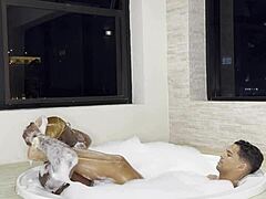 black and latino gays fuck hard in the sauna