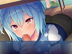 Secret stay home episode hints at sucking cock under desk in hentai game